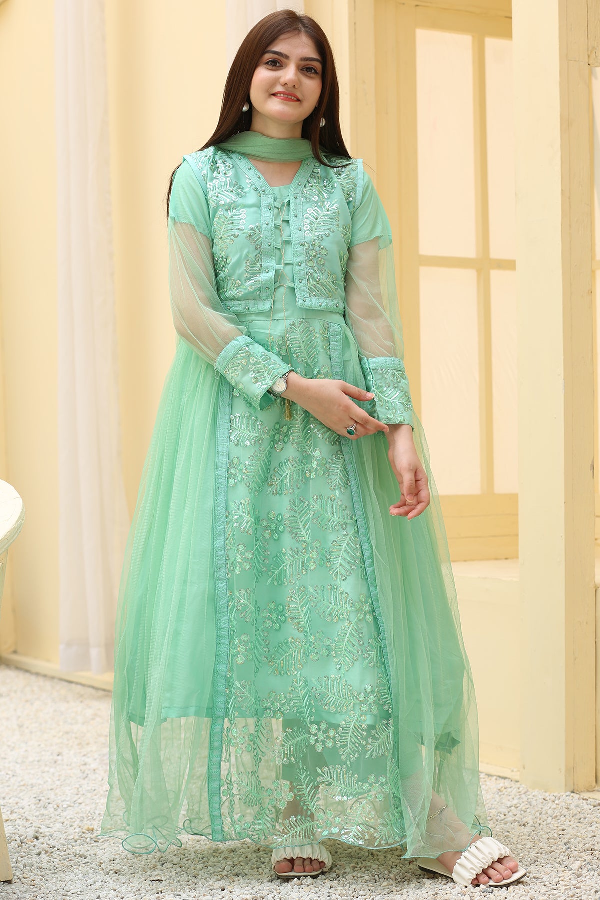 3PC Fancy Net Dress