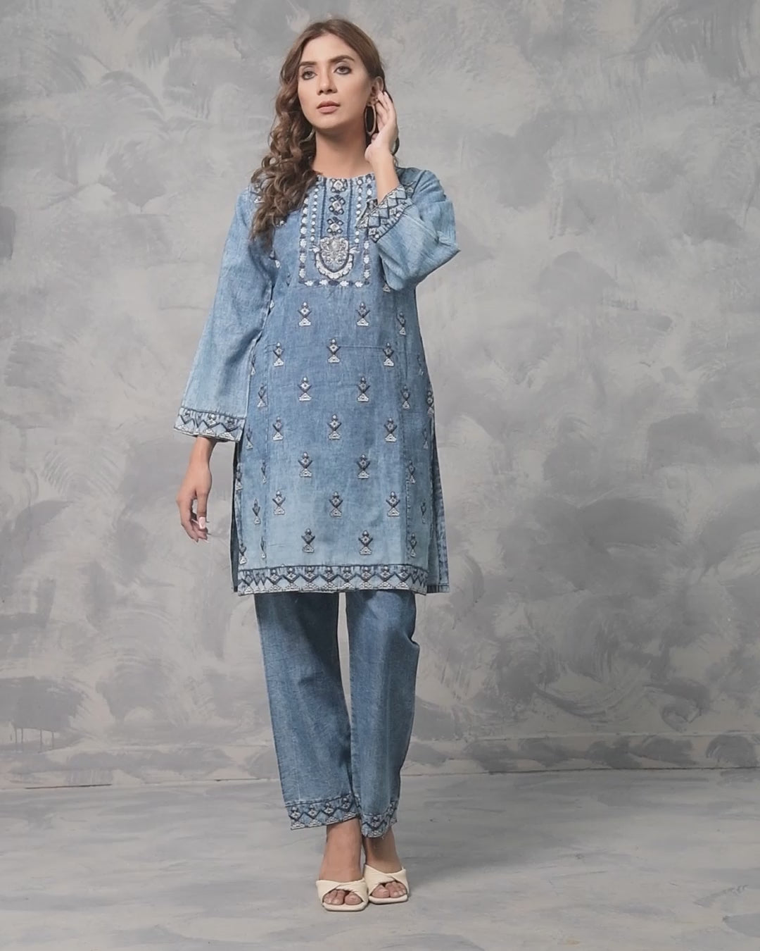 2PC Embroidered Dress