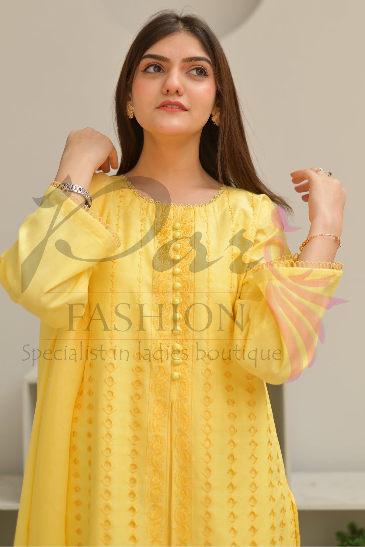 3PC Embroidered jacquard lawn Dress