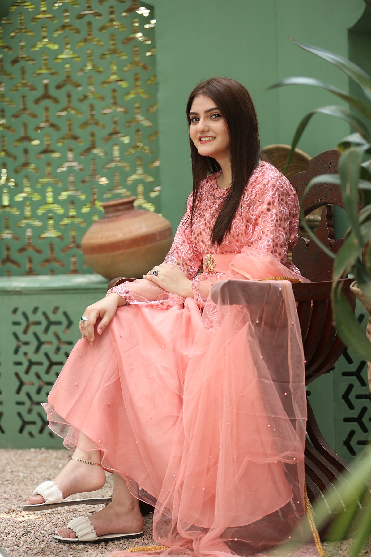 3PC Fancy Net Dress
