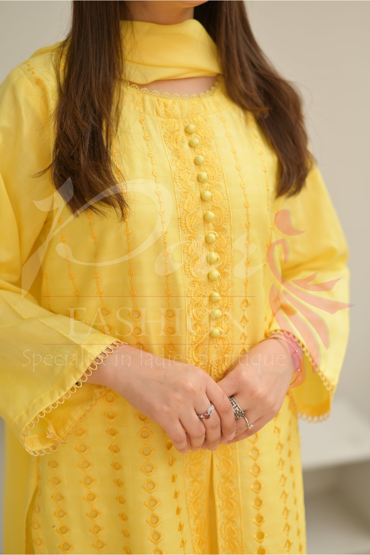 3PC Embroidered jacquard lawn Dress