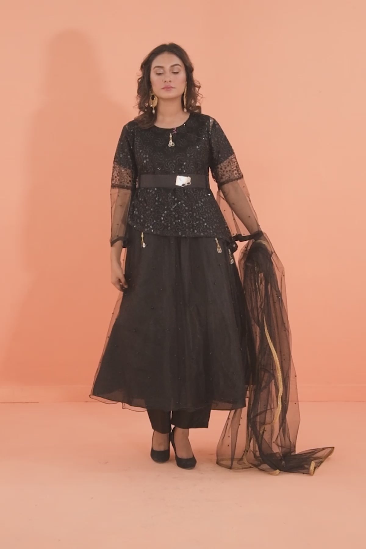 3PC Fancy Net Dress