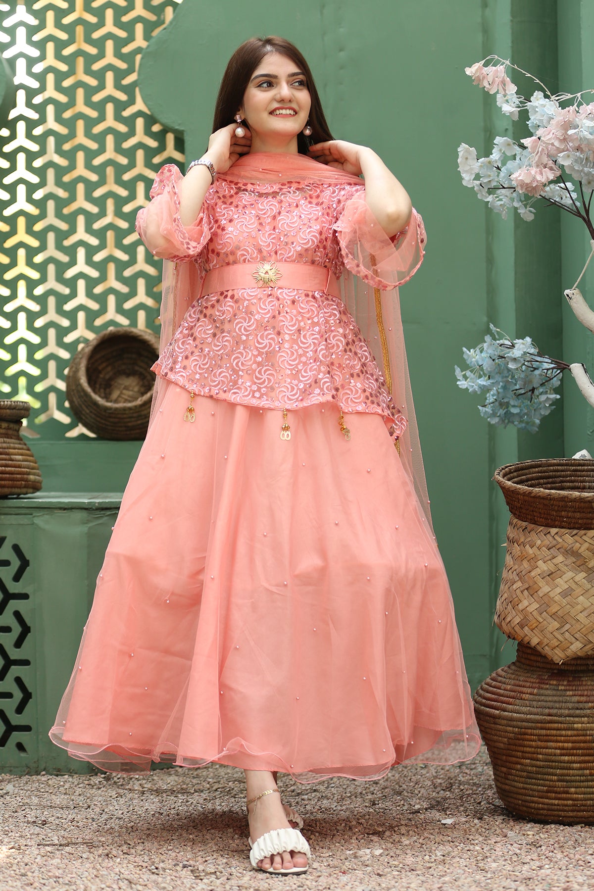 3PC Fancy Net Dress