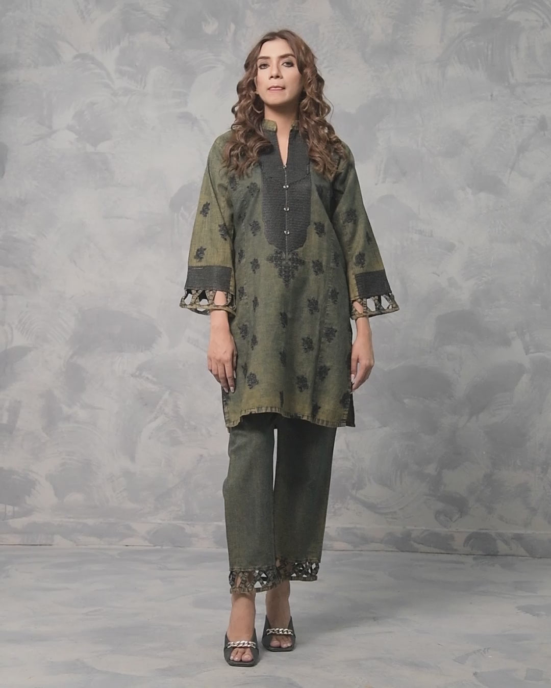 2PC Embroidered Dress