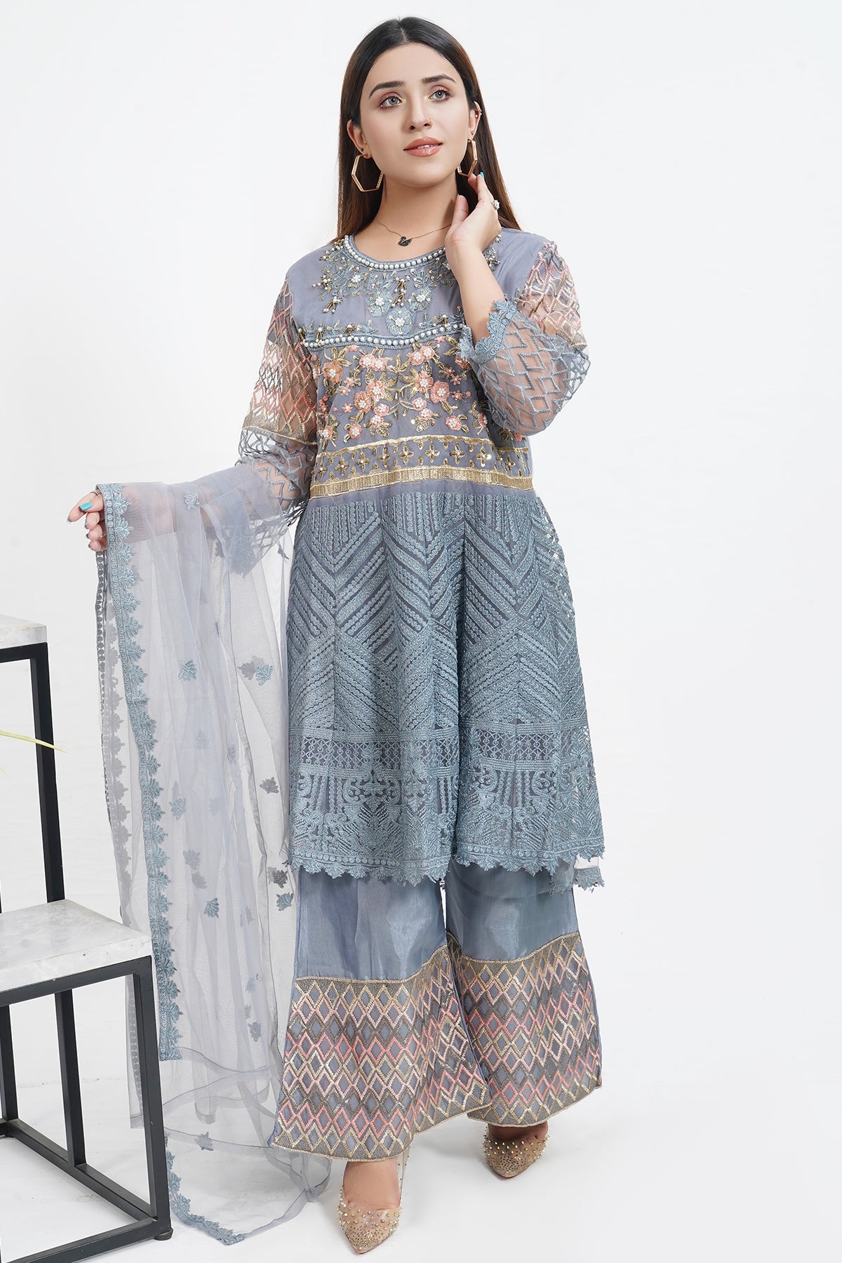 3PC NET Frock