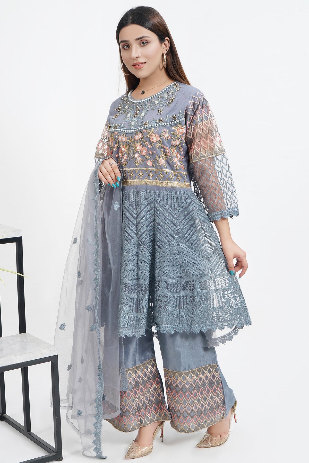 3PC NET Frock