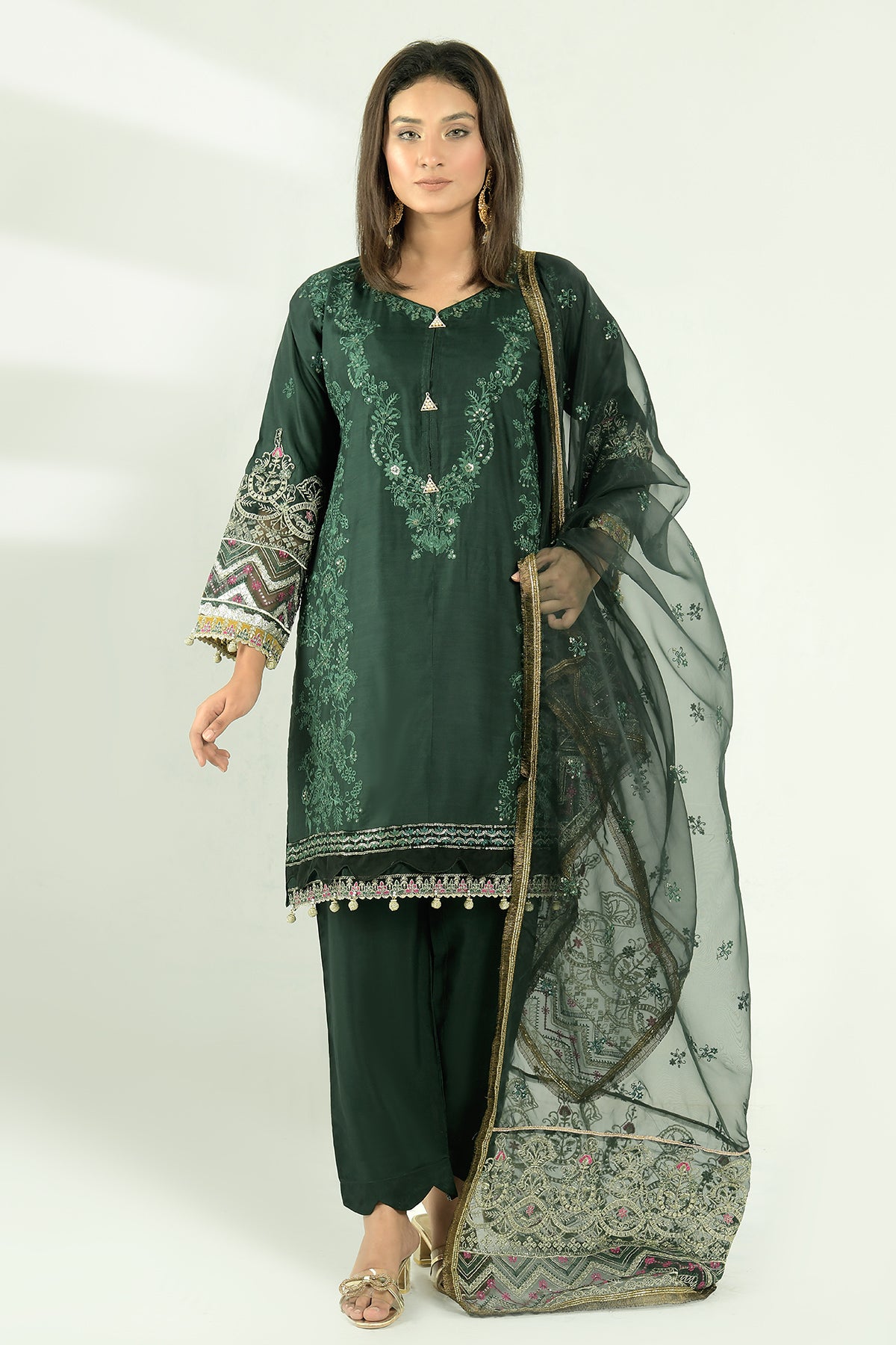 3PC VISCOSE Pret. Embroidered