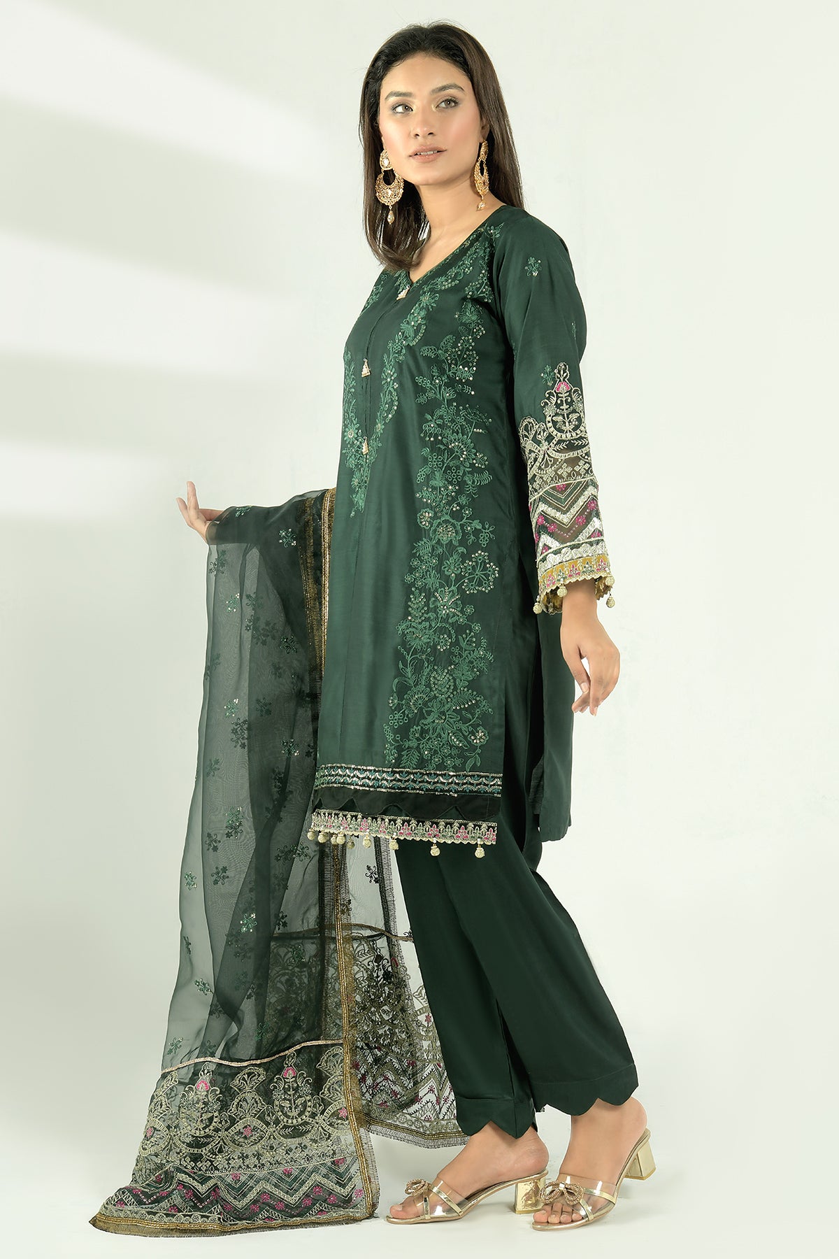 3PC VISCOSE Pret. Embroidered