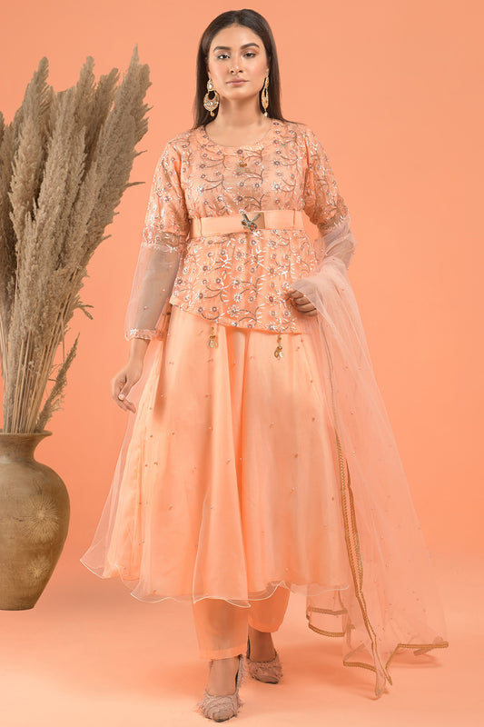 3PC Fancy Net Dress