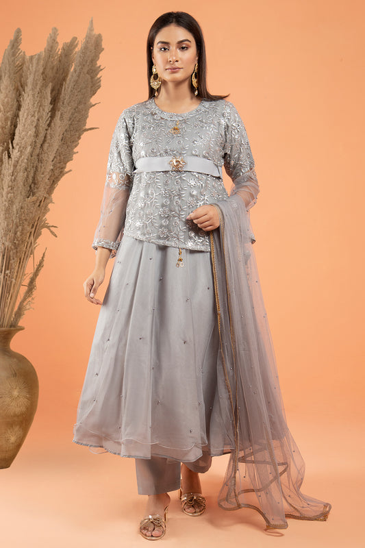 3PC Fancy Net Dress