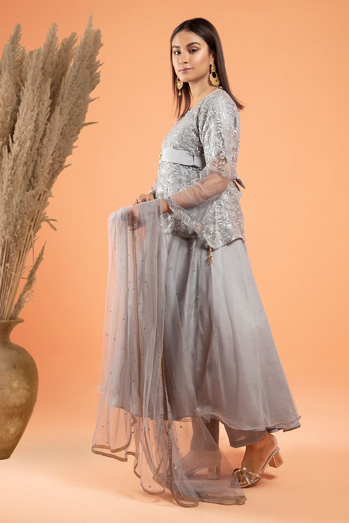 3PC Fancy Net Dress