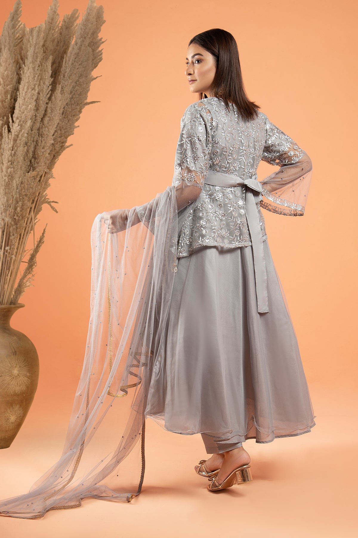 3PC Fancy Net Dress
