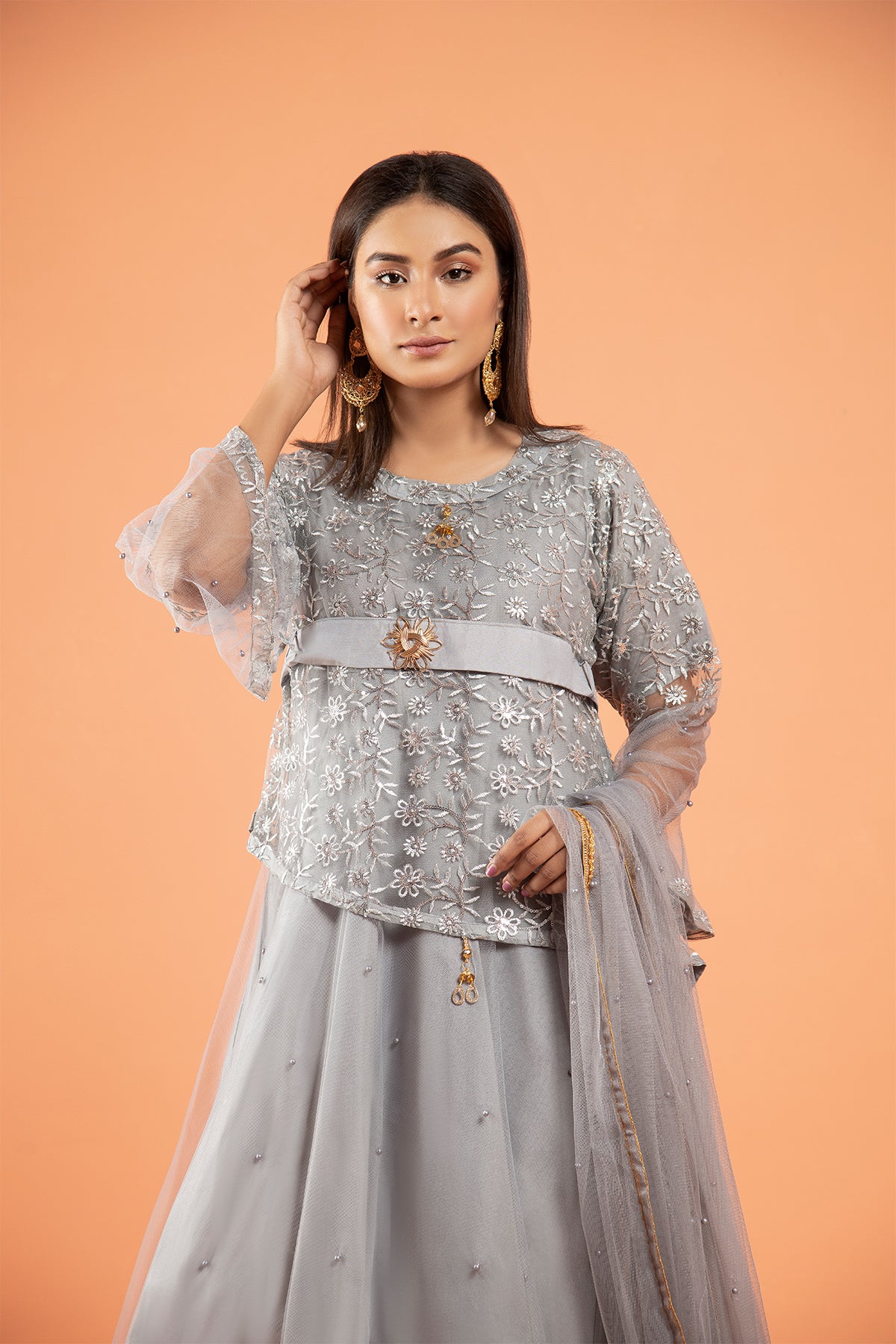 3PC Fancy Net Dress