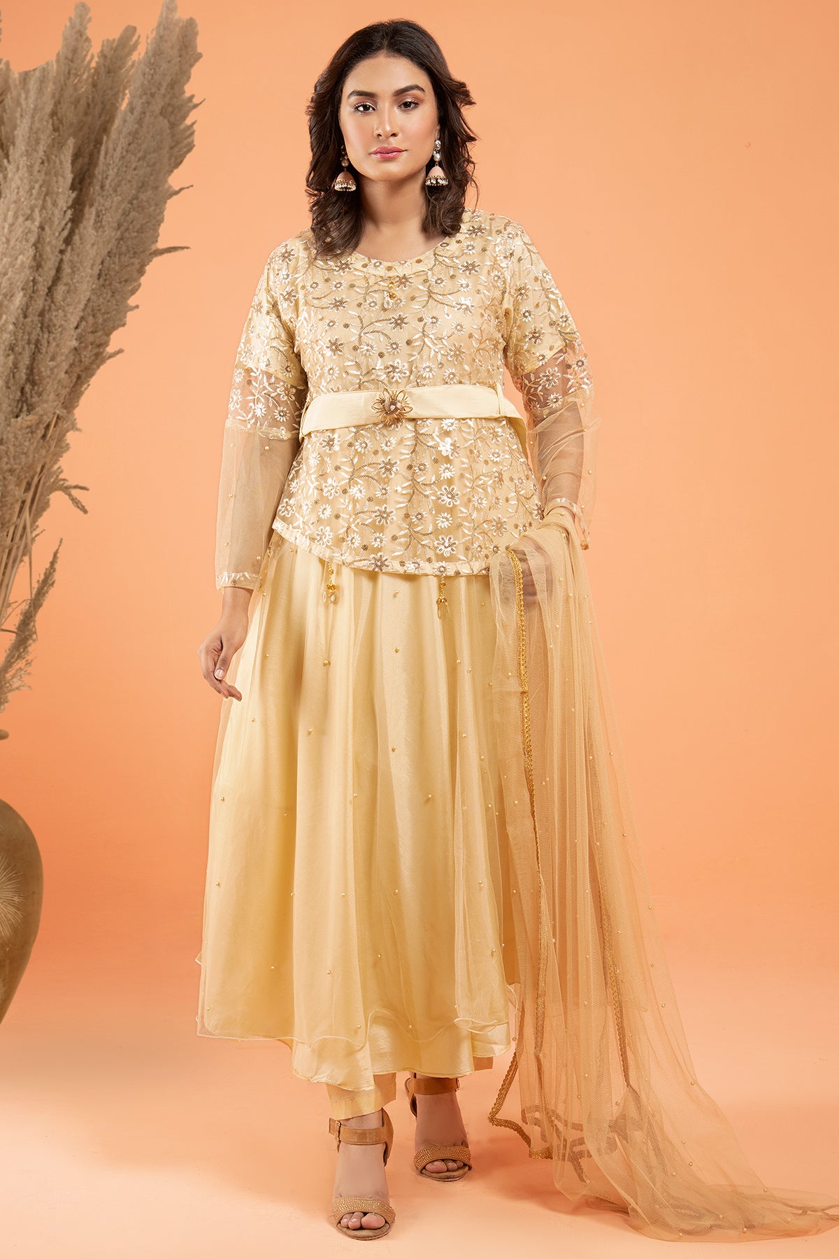 3PC Fancy Net Dress