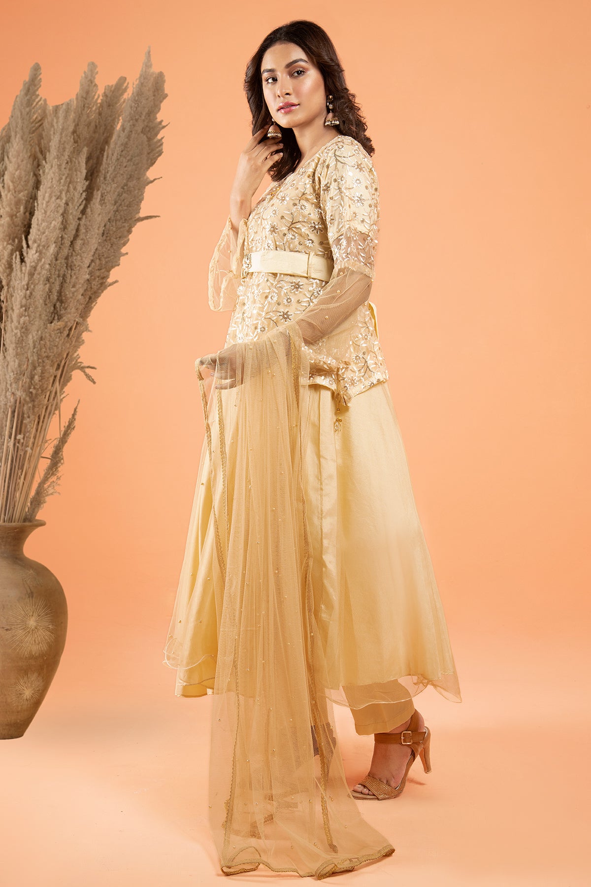 3PC Fancy Net Dress