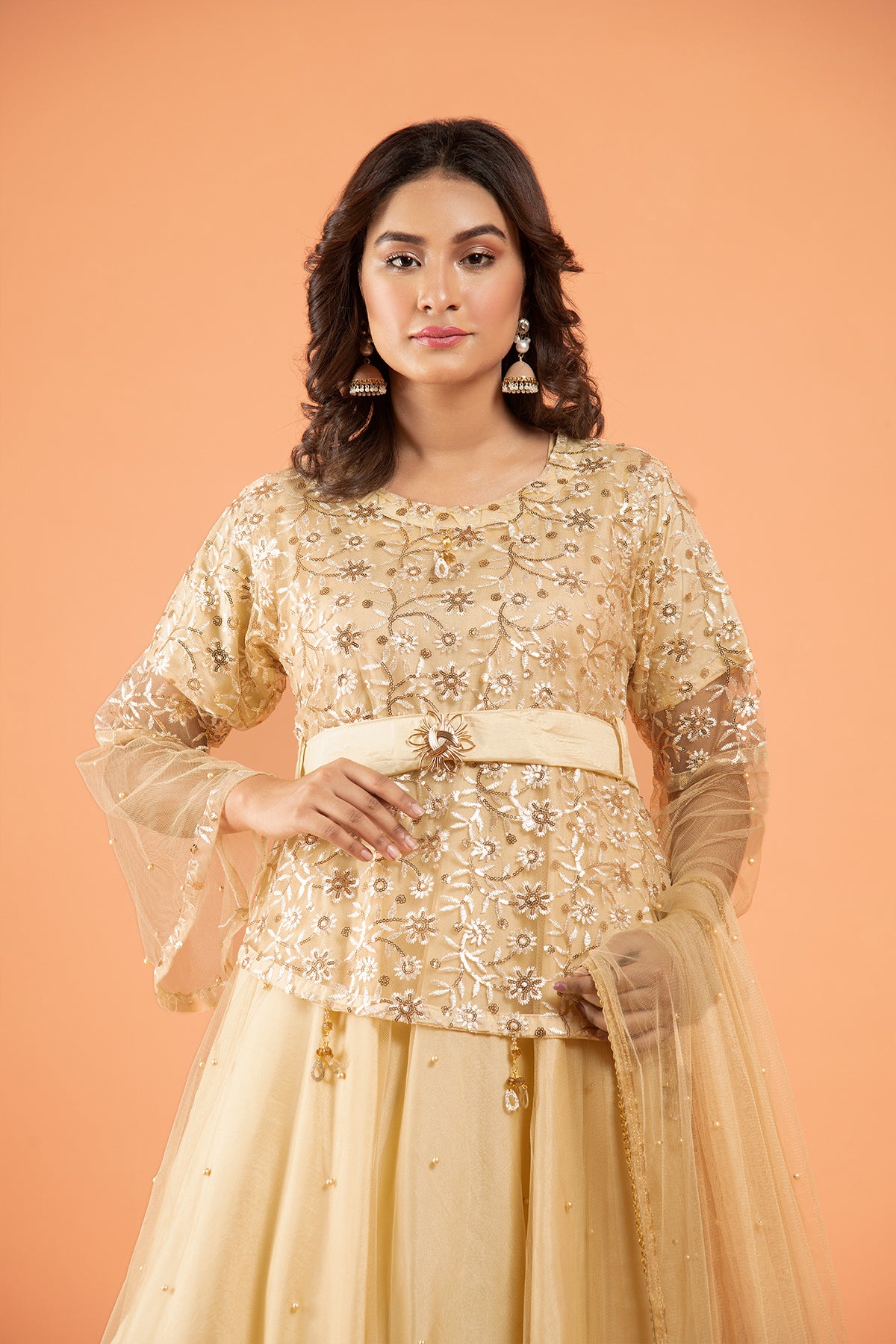 3PC Fancy Net Dress