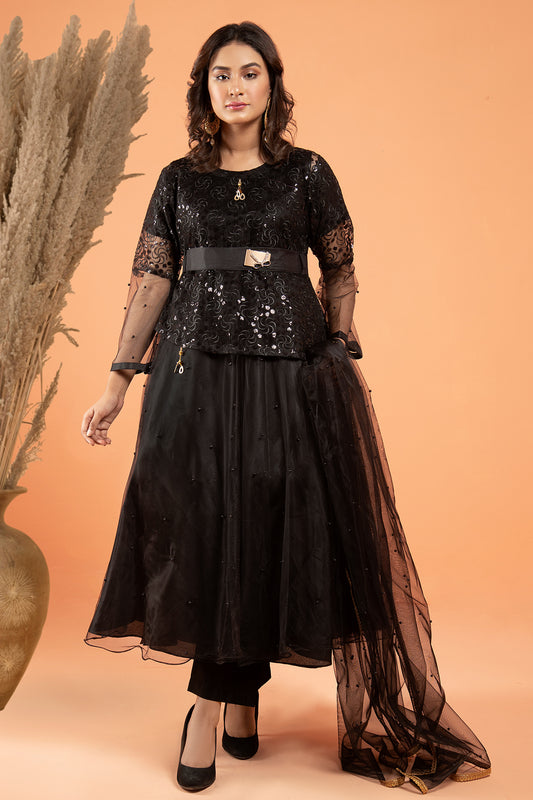 3PC Fancy Net Dress