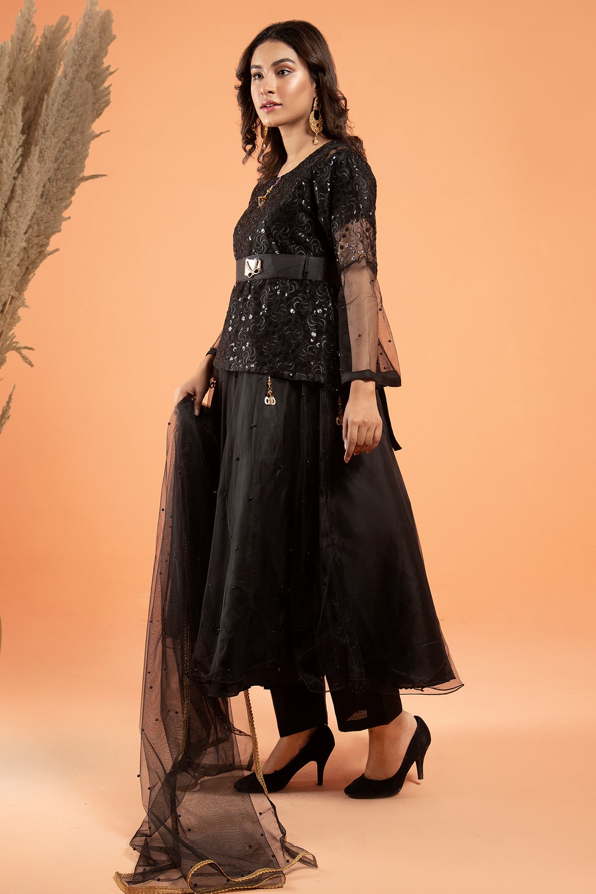 3PC Fancy Net Dress