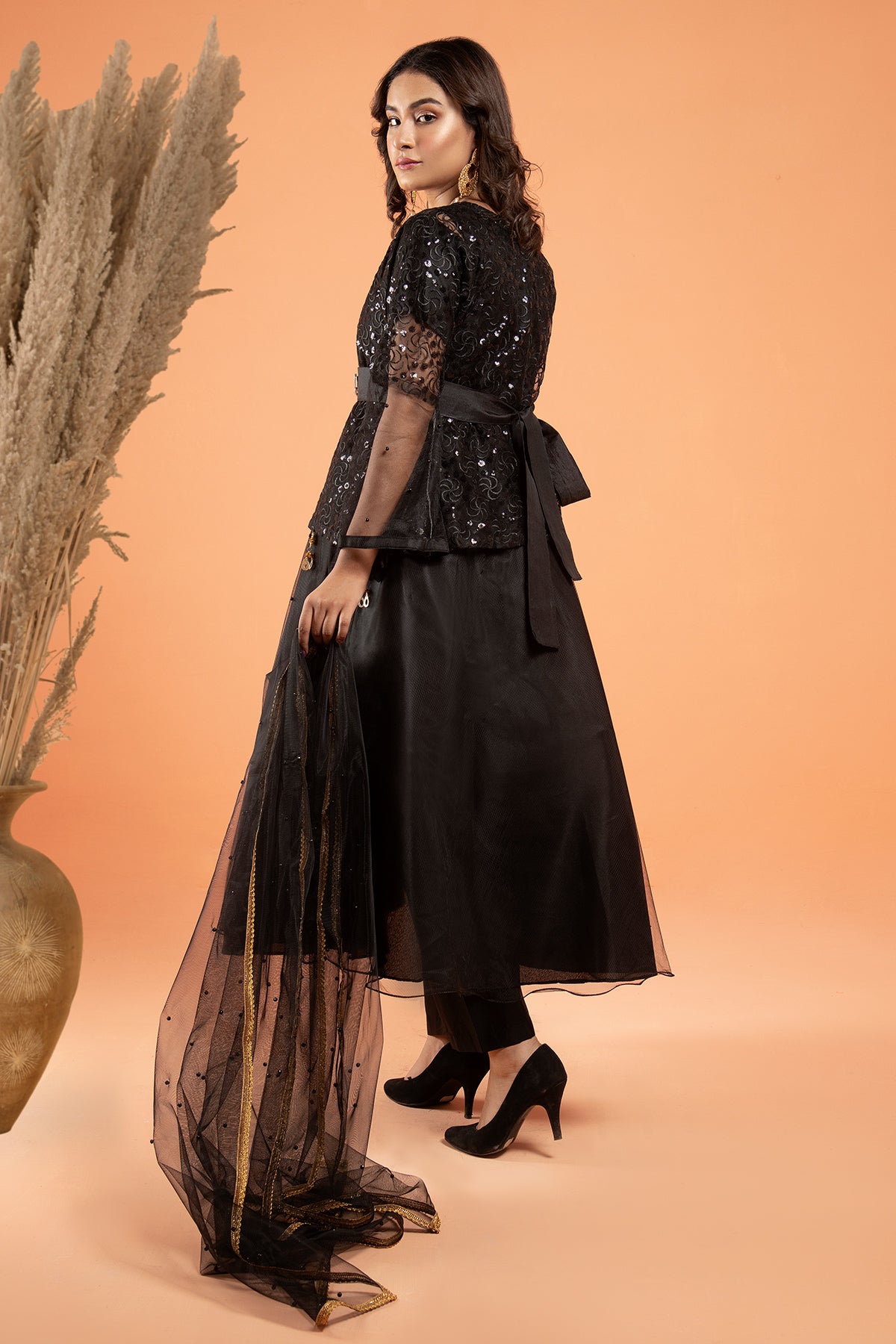 3PC Fancy Net Dress