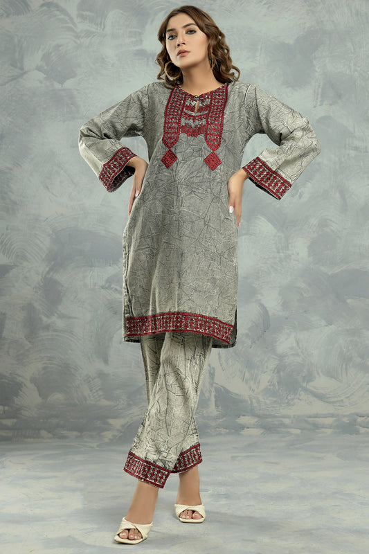 2PC Embroidered Dress