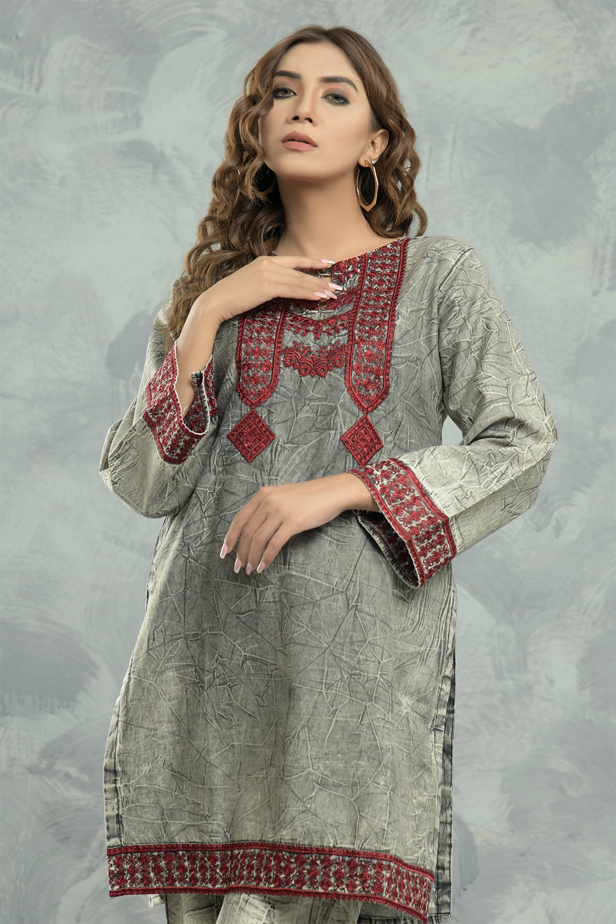 2PC Embroidered Dress