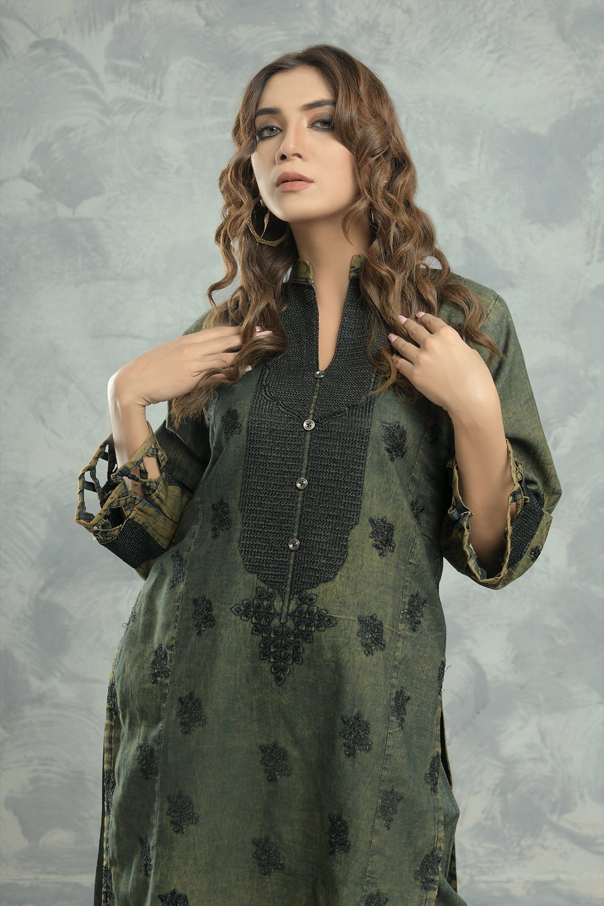 2PC Embroidered Dress