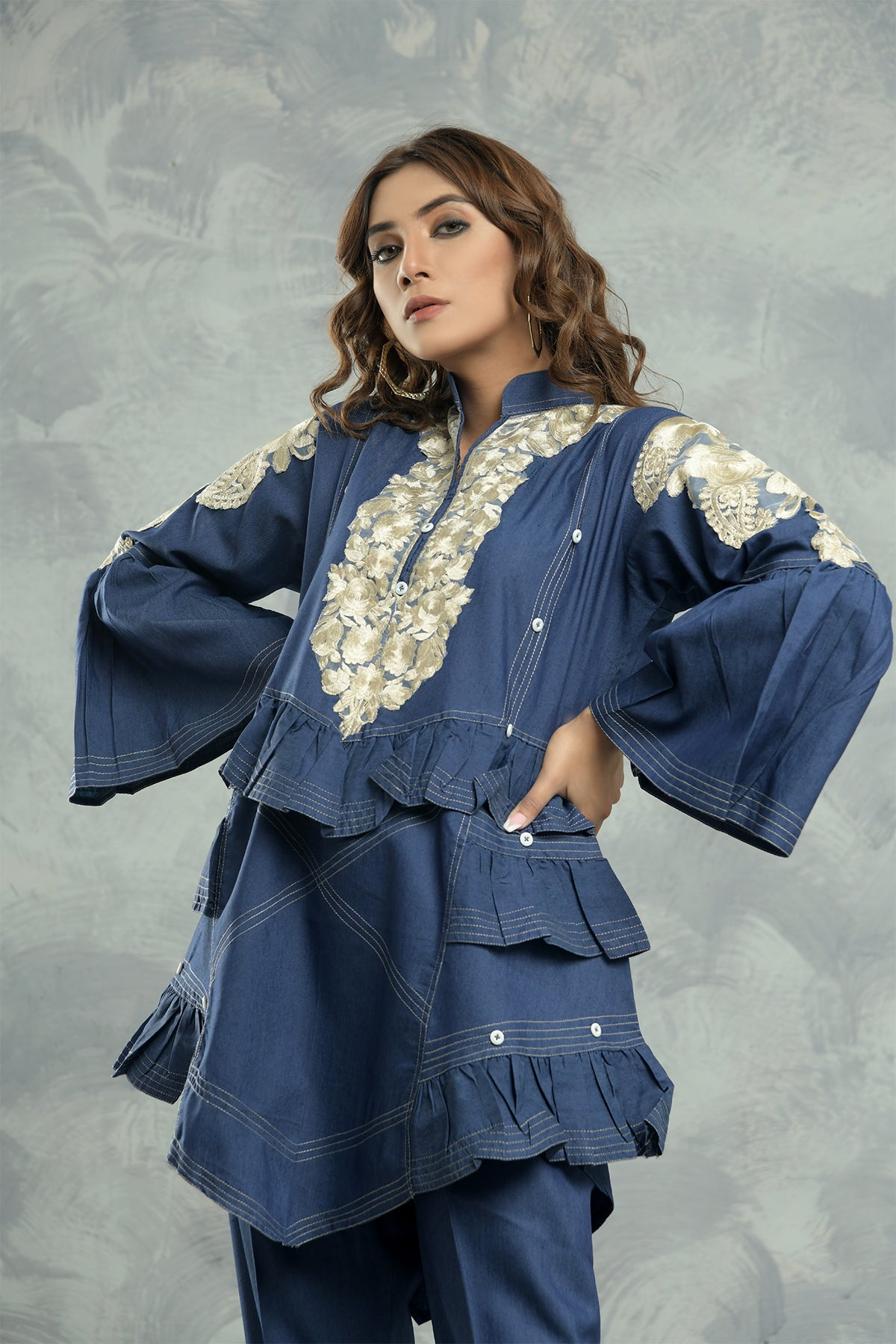 2PC Embroidered Dress