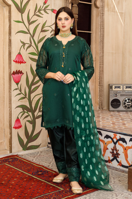 3PC EMB khadi net Suit