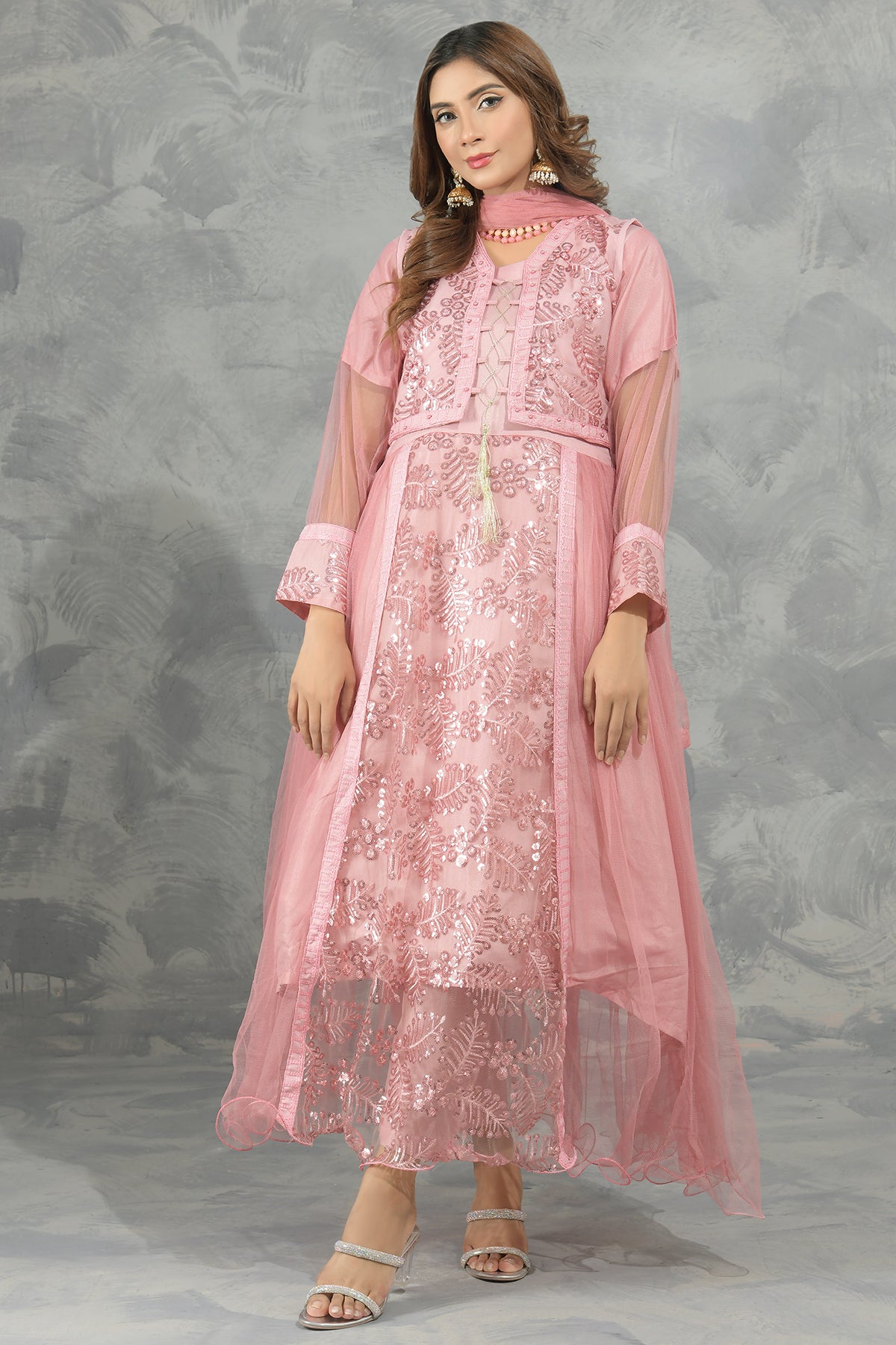 3PC Fancy Net Dress