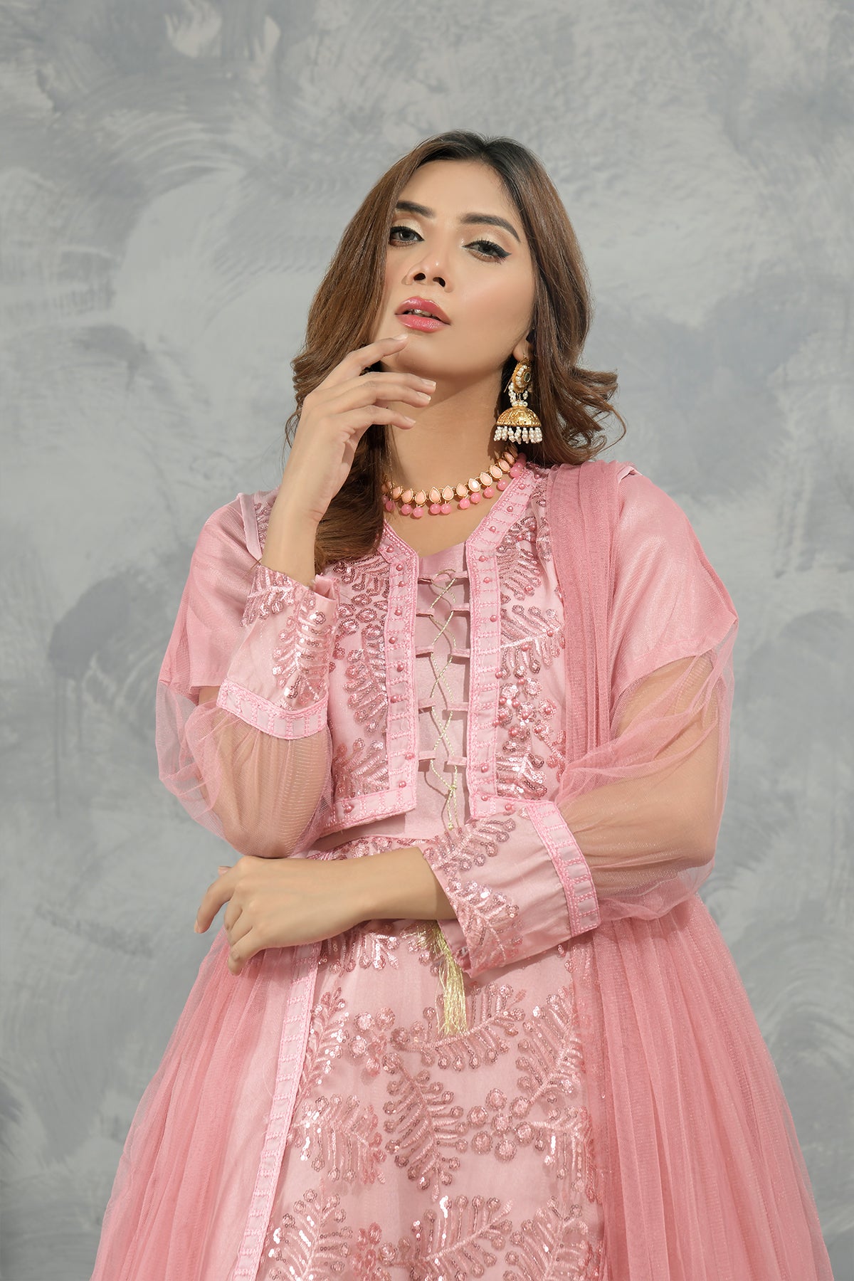 3PC Fancy Net Dress