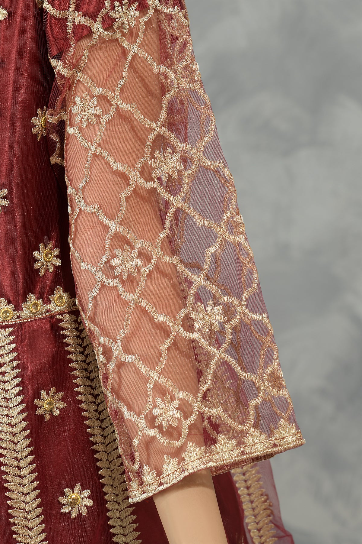 3PC Net Embroidered Maxi