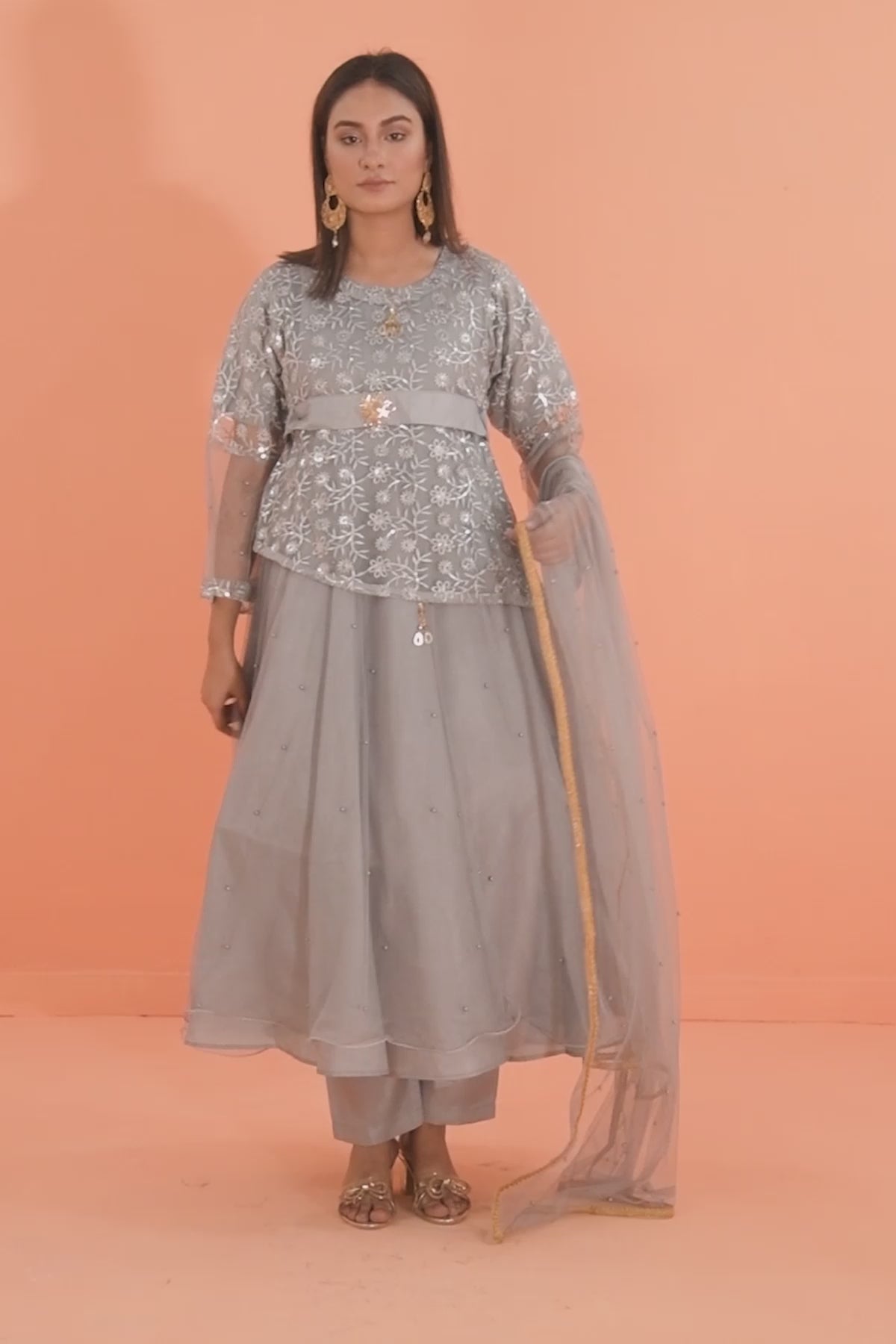 3PC Fancy Net Dress