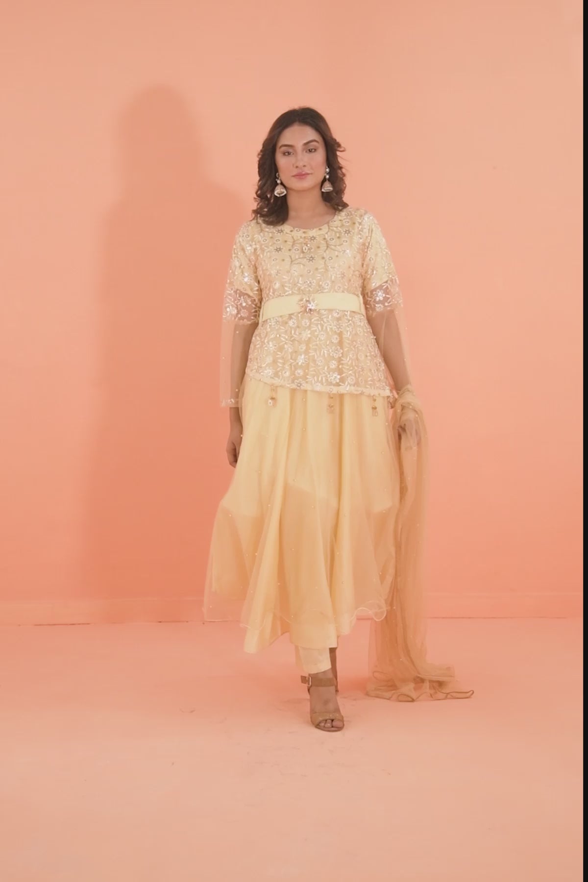 3PC Fancy Net Dress